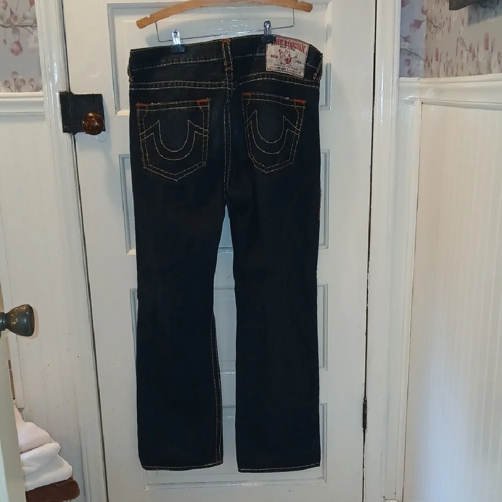 True Religion 42 X 33 Bobby Super T Dark Blue Straight Leg Jeans